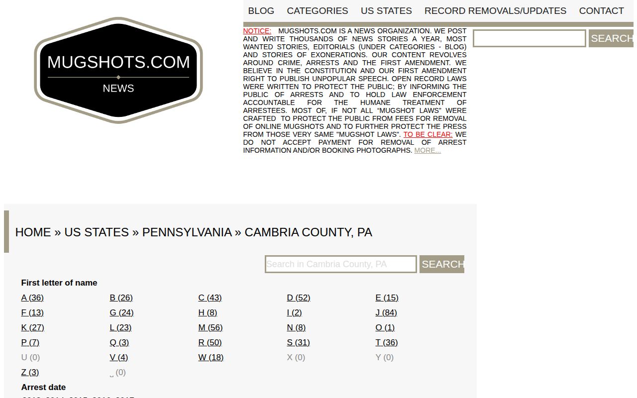 Unofficial historical Cambria County archive source page