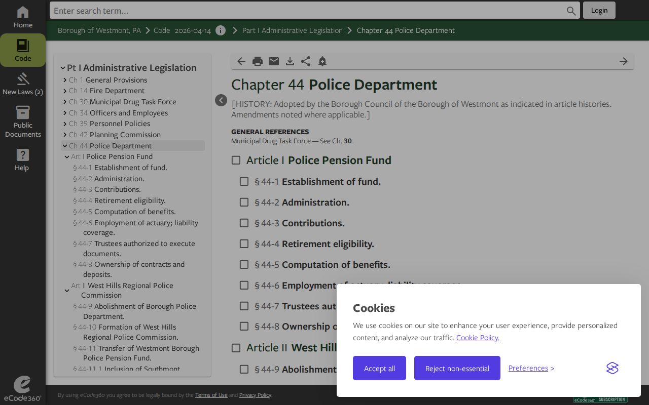 Westmont police records governance source for arrest record requests
